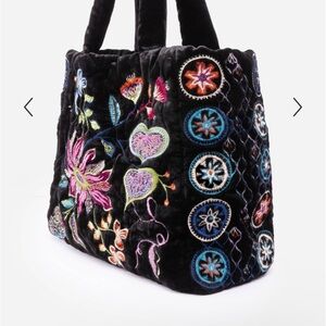 Johnny Was Black Tote with Colorful Embroidery